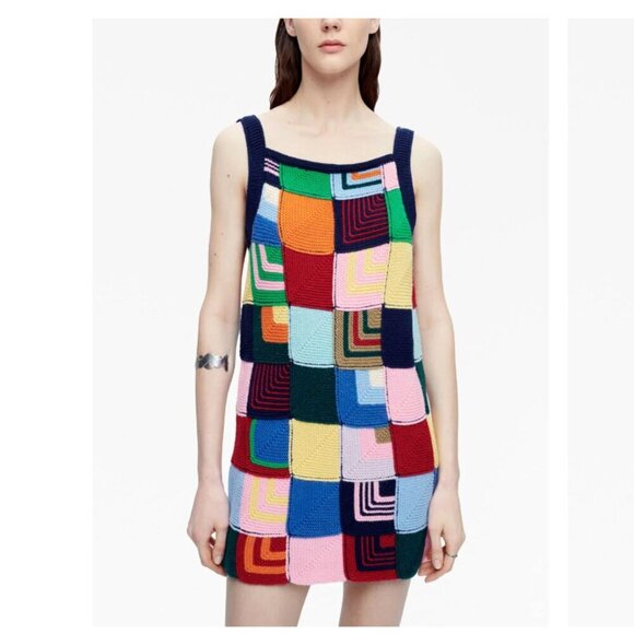 RE/DONE Knit Multi Patchwork Tank Minidress - Picture 1 of 9